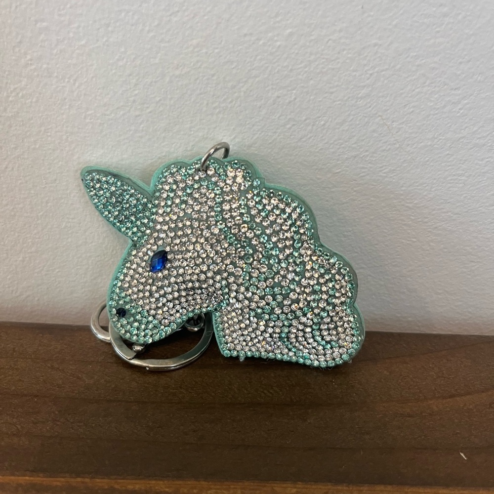 unicorn head shape crystal bling Key chain keychain charm key chain bag tag